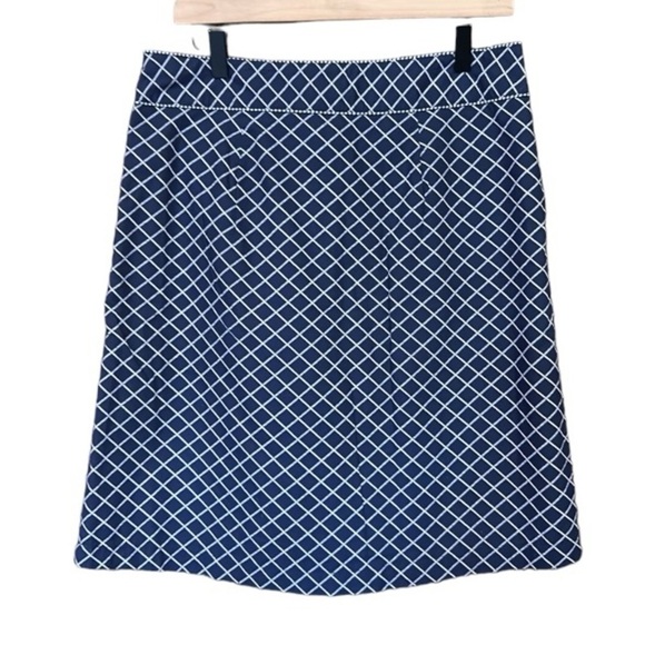 L.L. Bean Pleated Nautical Anchor Blue White A-Line Skirt Size 10 - Picture 3 of 9